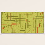 Mid-Century Modern Kinetikos Pattern in Light Avocado Lime Green and Retro Orange Desk Mat Gallery Image 3