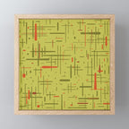 Mid-Century Modern Kinetikos Pattern in Light Avocado Lime Green and Retro Orange Mini Art Print Gallery Image 1