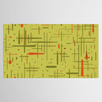 Mid-Century Modern Kinetikos Pattern in Light Avocado Lime Green and Retro Orange Tablecloth Gallery Image 2