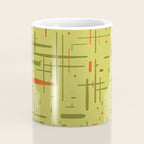 Mid-Century Modern Kinetikos Pattern in Light Avocado Lime Green and Retro Orange Coffee Mug Gallery Image 4