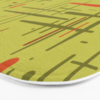 Mid-Century Modern Kinetikos Pattern in Light Avocado Lime Green and Retro Orange Bath Mat Gallery Image 3