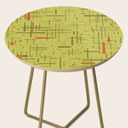 Mid-Century Modern Kinetikos Pattern in Light Avocado Lime Green and Retro Orange Side Table Gallery Image 2