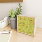 Mid-Century Modern Kinetikos Pattern in Light Avocado Lime Green and Retro Orange Mini Art Print Gallery Image 2