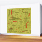 Mid-Century Modern Kinetikos Pattern in Light Avocado Lime Green and Retro Orange Wall Mural Gallery Image 2