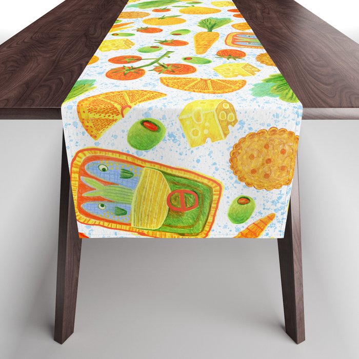 Kitchen Snacks & Apps in Orange & White Table Runner Gallery Image 1