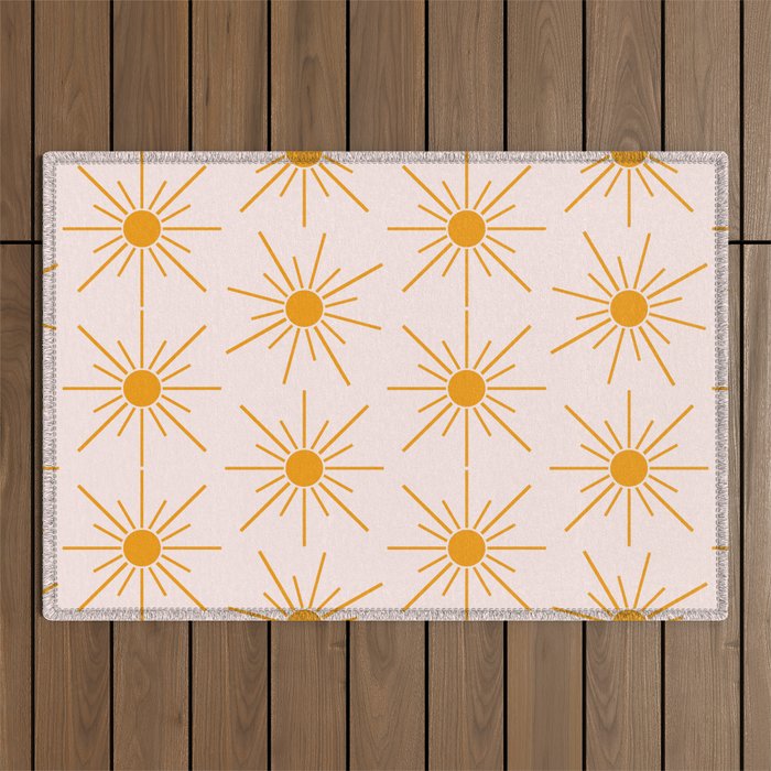 Sun Pattern On Pink Background Outdoor Rug Gallery Image 1
