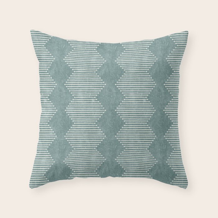 mudcloth diamonds - dusty blue Throw Pillow Gallery Image 6