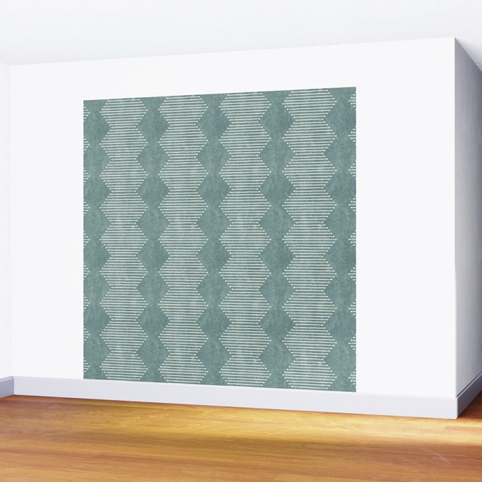 mudcloth diamonds - dusty blue Wall Mural Gallery Image 2
