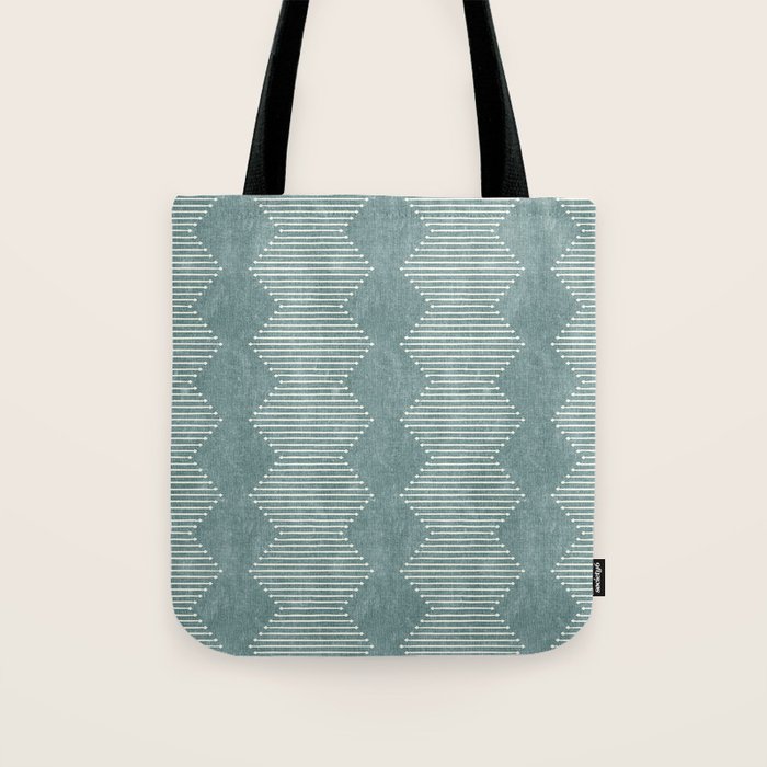mudcloth diamonds - dusty blue Tote Bag Gallery Image 1