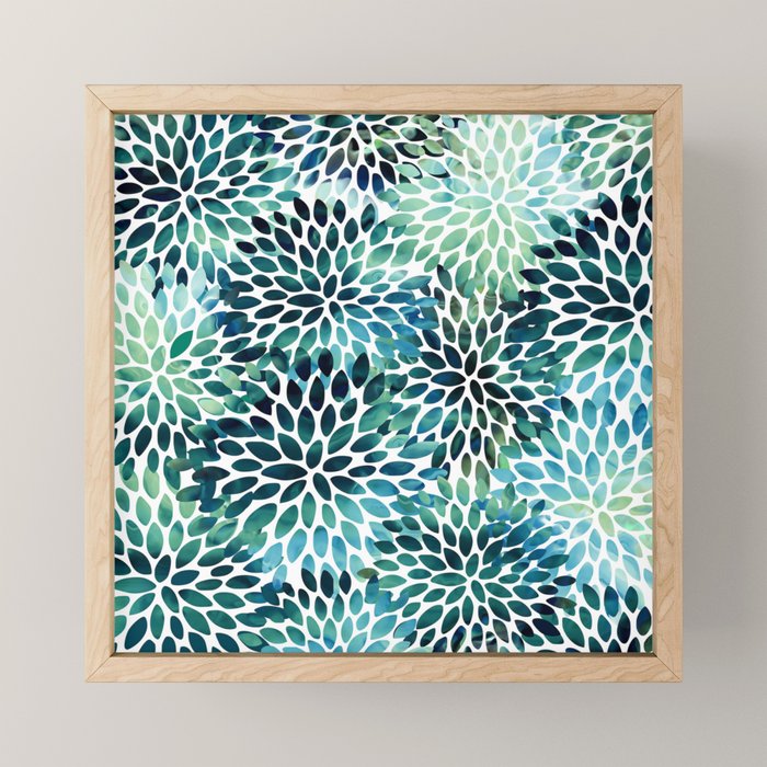 Floral Watercolor, Navy, Blue Teal, Abstract Watercolor Mini Art Print Gallery Image 1