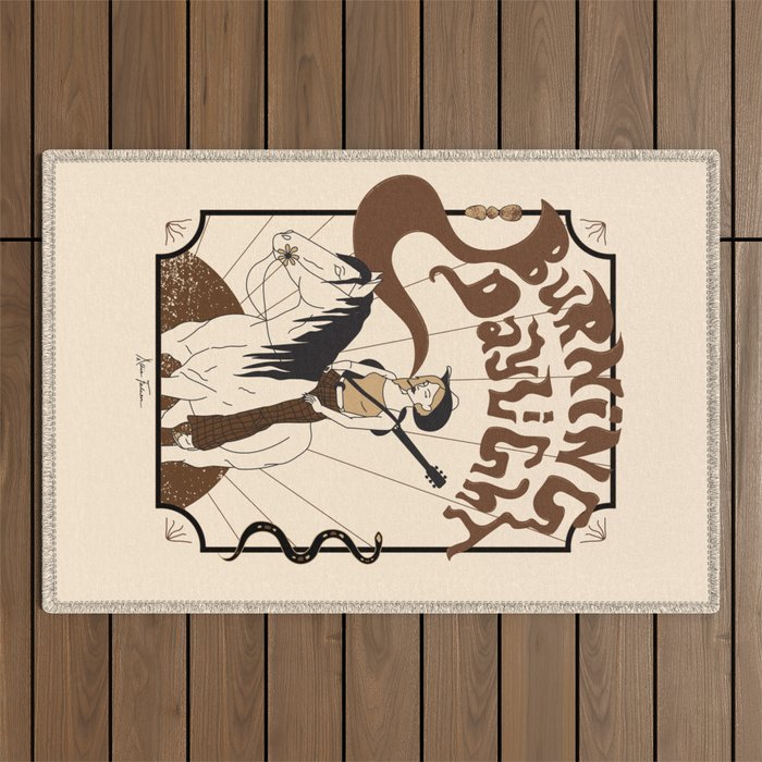 Burning Daylight - Black, Cream, Rust Outdoor Rug Gallery Image 1