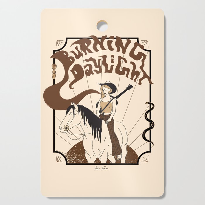 Burning Daylight - Black, Cream, Rust Cutting Board Gallery Image 1