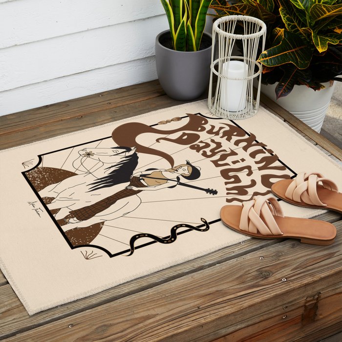 Burning Daylight - Black, Cream, Rust Outdoor Rug Gallery Image 2
