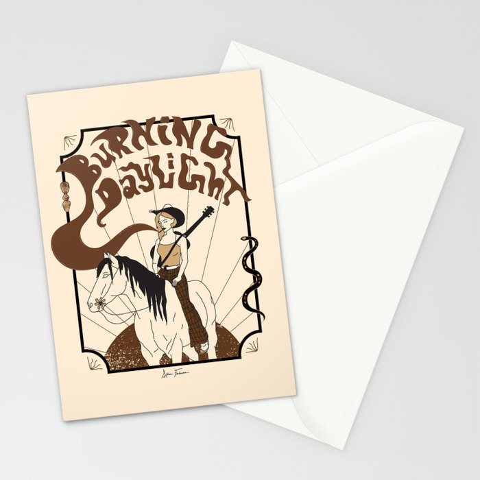 Burning Daylight - Black, Cream, Rust Stationery Card Gallery Image 2