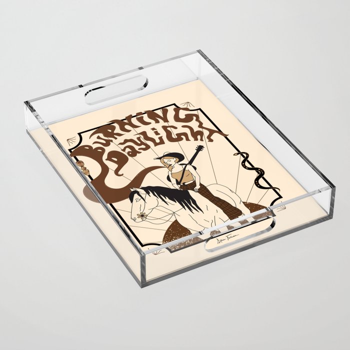 Burning Daylight - Black, Cream, Rust Acrylic Tray Gallery Image 1