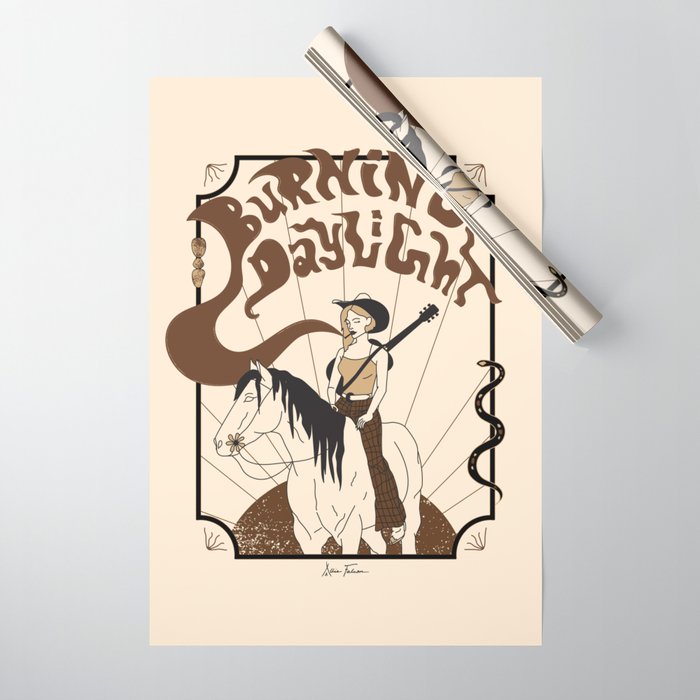 Burning Daylight - Black, Cream, Rust Wrapping Paper Gallery Image 1