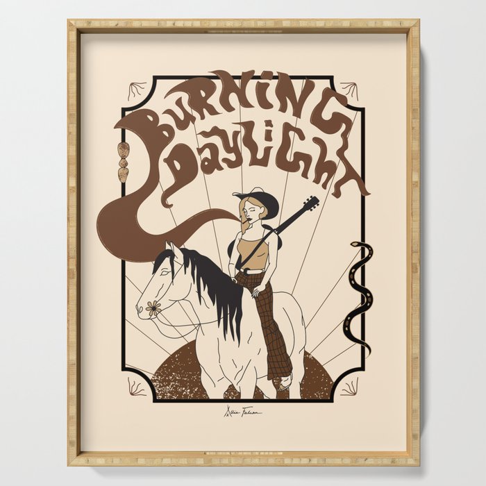 Burning Daylight - Black, Cream, Rust Serving Tray Gallery Image 1