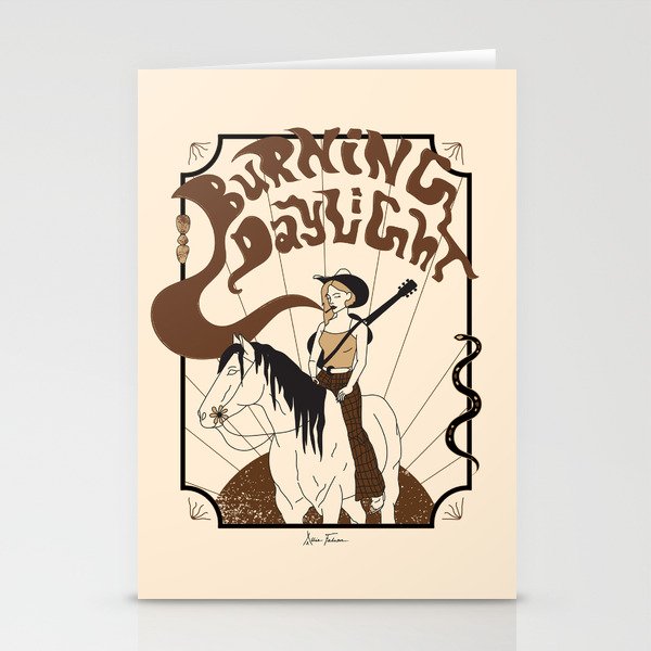 Burning Daylight - Black, Cream, Rust Stationery Card Gallery Image 1
