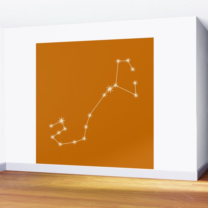 Scorpio Zodiac Star Constellation Line Art Orange Wall Mural Gallery Image 2
