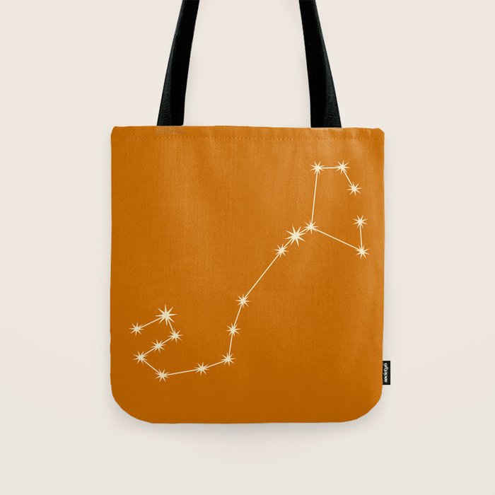 Scorpio Zodiac Star Constellation Line Art Orange Tote Bag Gallery Image 1