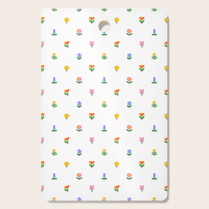 Colorful spring flower art pattern Cutting Board Gallery Image 1