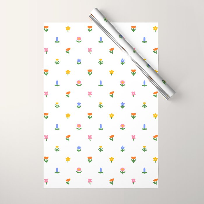 Colorful spring flower art pattern Wrapping Paper Gallery Image 1