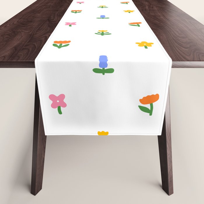 Colorful spring flower art pattern Table Runner Gallery Image 1