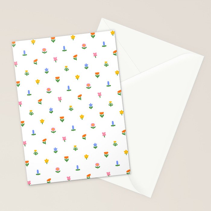 Colorful spring flower art pattern Stationery Card Gallery Image 2