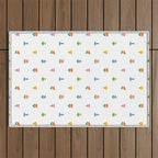 Colorful spring flower art pattern Outdoor Rug Gallery Image 1