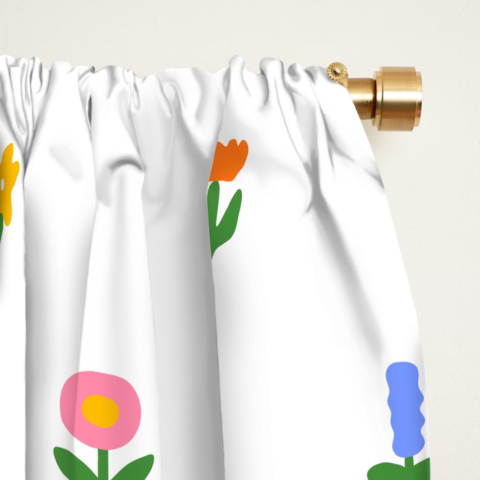 Colorful spring flower art pattern Window Curtain Gallery Image 2