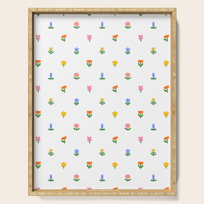 Colorful spring flower art pattern Serving Tray Gallery Image 1