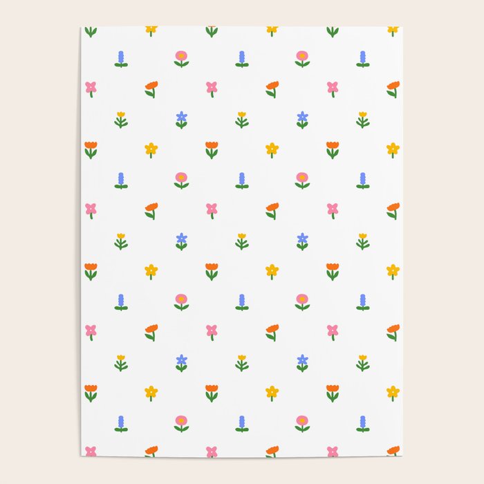 Colorful spring flower art pattern Poster Gallery Image 1