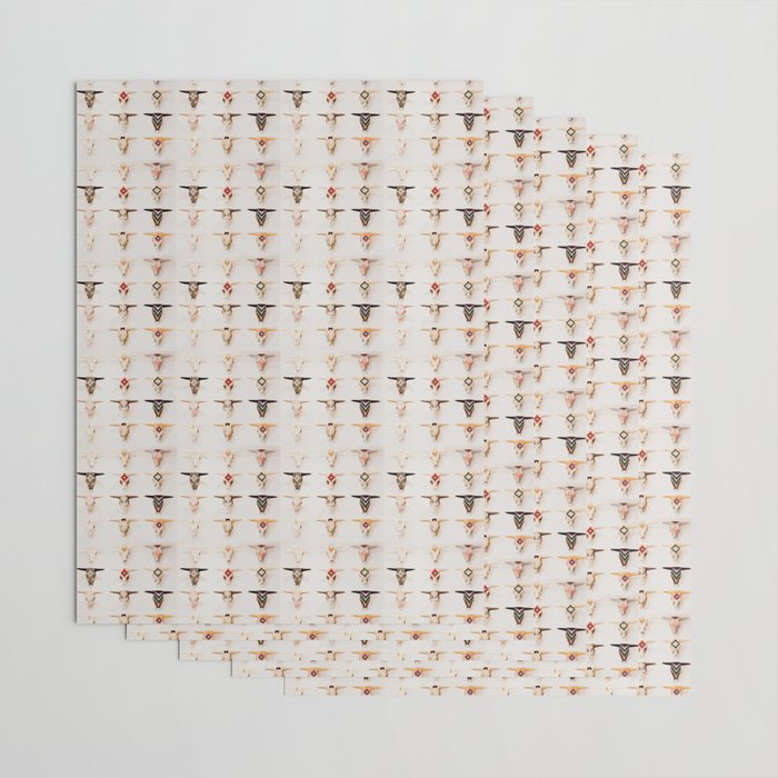 Bull Skulls - Mexican Folk Art Wrapping Paper Gallery Image 3