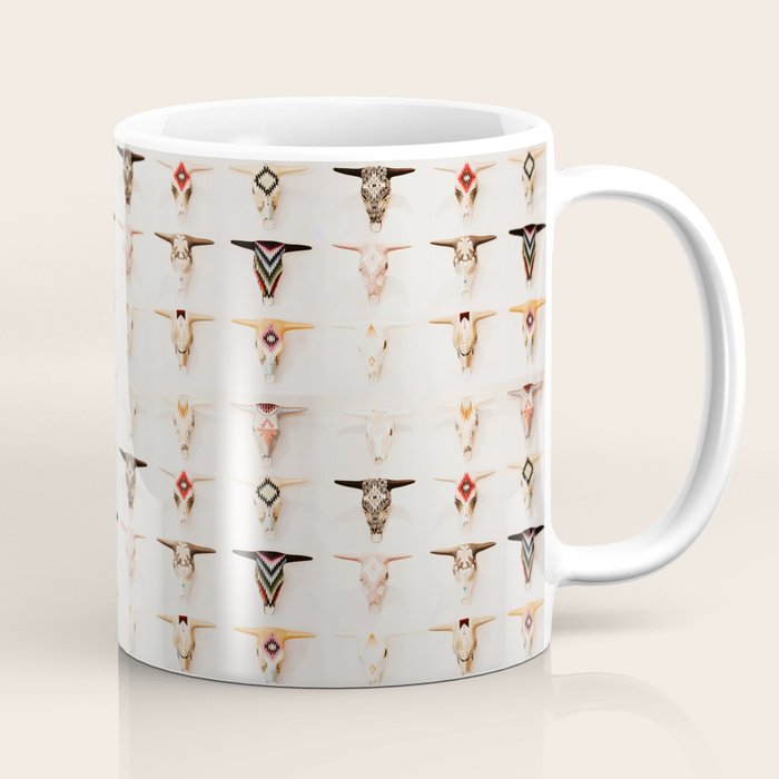 Bull Skulls - Mexican Folk Art Coffee Mug Gallery Image 1