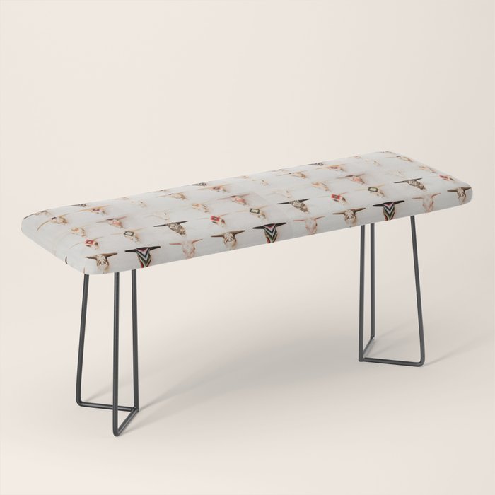Bull Skulls - Mexican Folk Art Bench Gallery Image 1