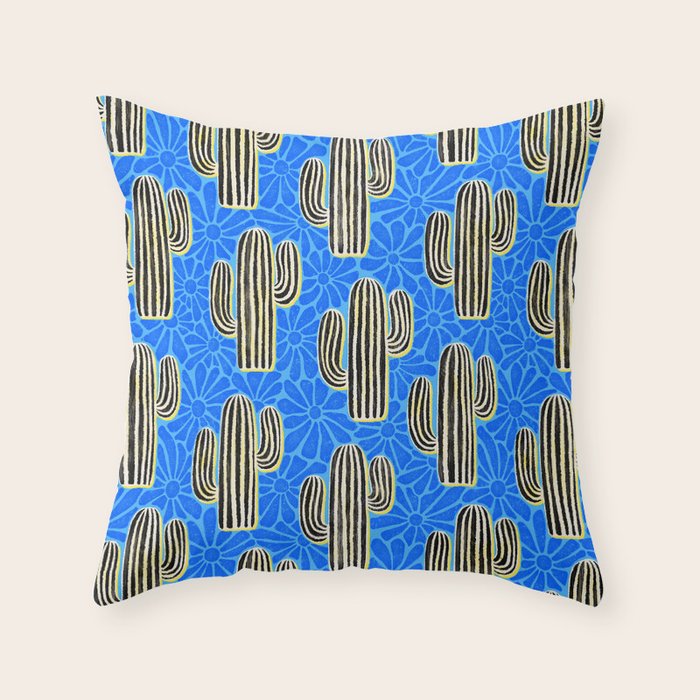 Sonora - blue, yellow, black, and white Throw Pillow Gallery Image 6