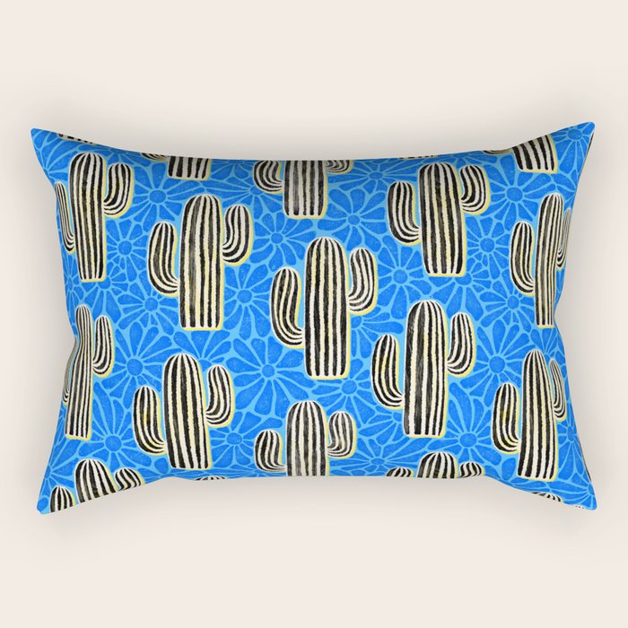 Sonora - blue, yellow, black, and white Rectangular Pillow Gallery Image 1