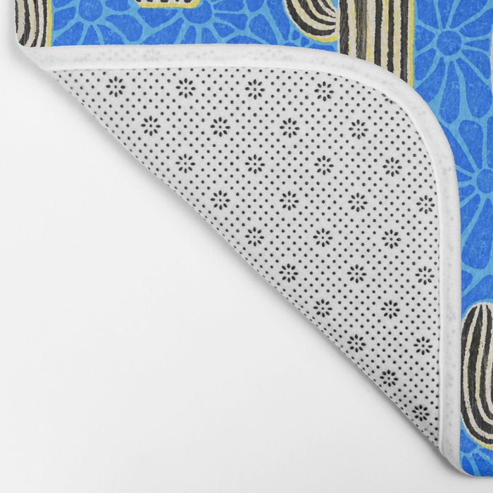 Sonora - blue, yellow, black, and white Bath Mat Gallery Image 2