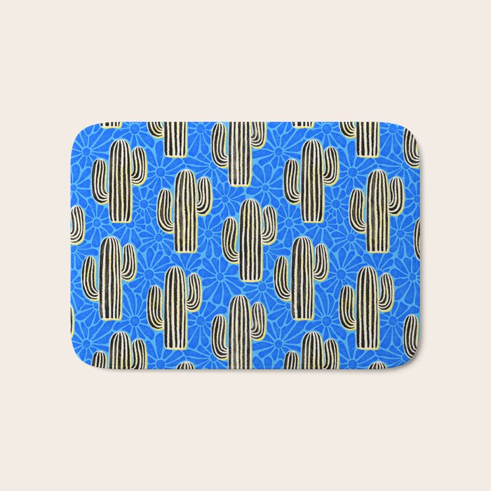 Sonora - blue, yellow, black, and white Bath Mat Gallery Image 1