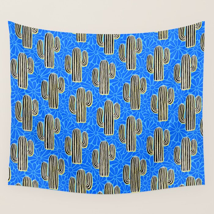 Sonora - blue, yellow, black, and white Wall Tapestry Gallery Image 4