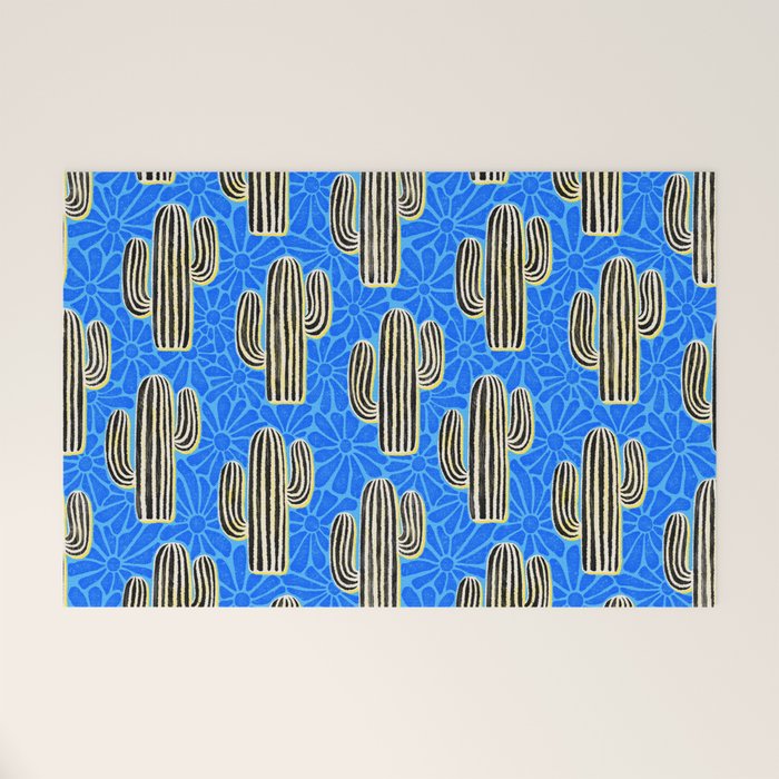 Sonora - blue, yellow, black, and white Welcome Mat Gallery Image 1