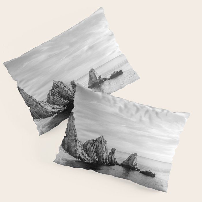 Black and White Ocean Pillow Sham Gallery Image 1