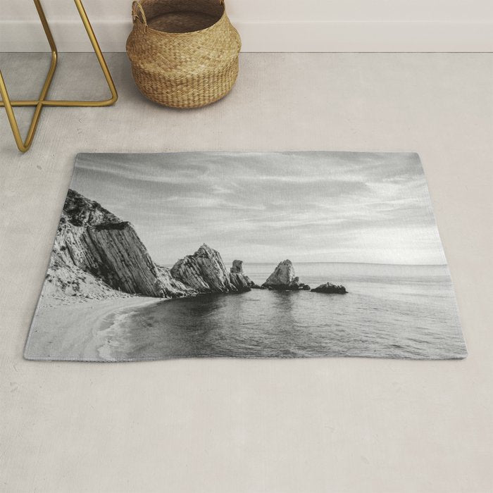 Black and White Ocean Rug Gallery Image 1