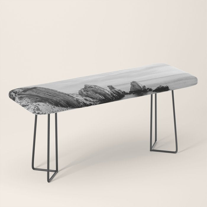 Black and White Ocean Bench Gallery Image 1