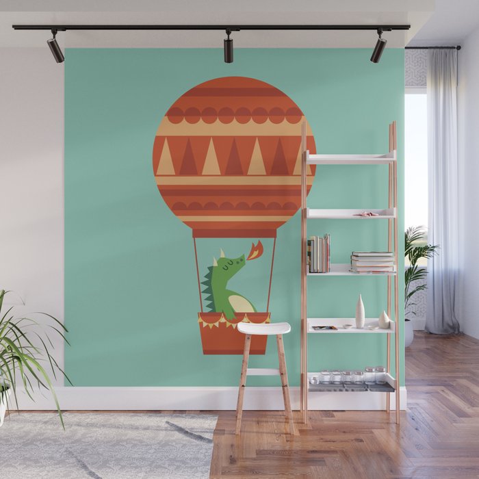 Dragon On Hot Air Balloon Wall Mural Gallery Image 1