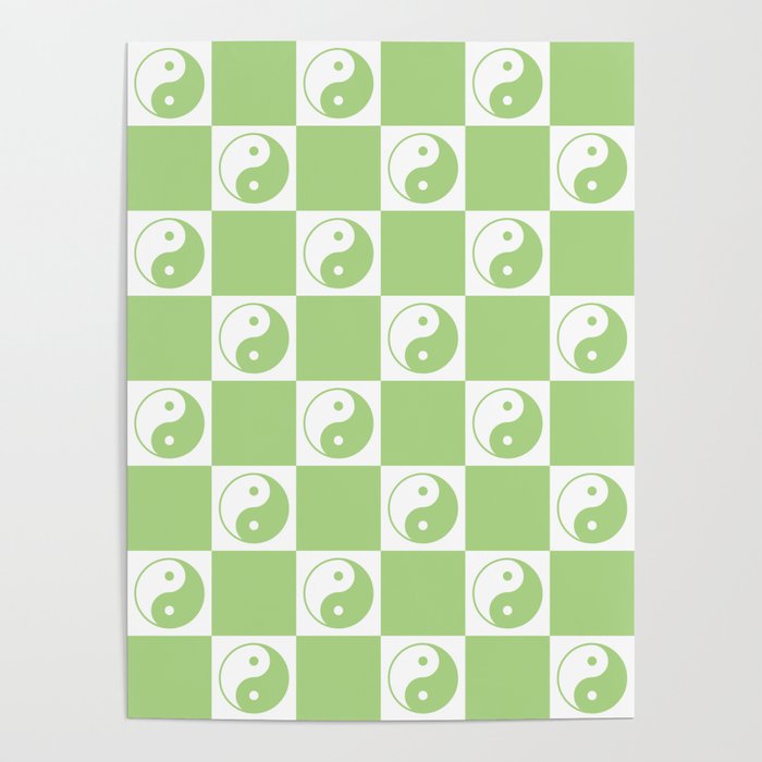 Yin Yang Checker in Green and White Poster Gallery Image 4