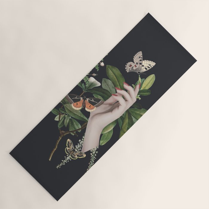 Minimal Collage/ Hand, Plants and Butterflies 7 Yoga Mat Gallery Image 1