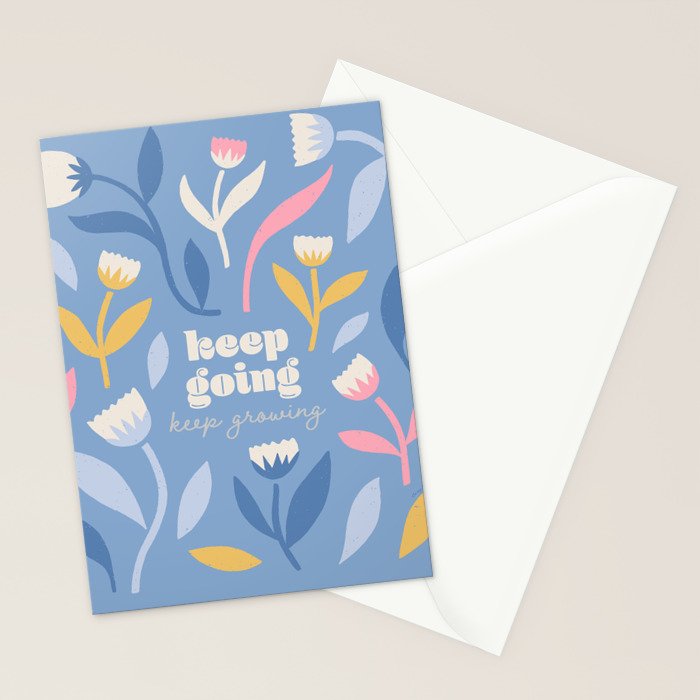 Keep Going, Keep Growing - Blue Stationery Card Gallery Image 2