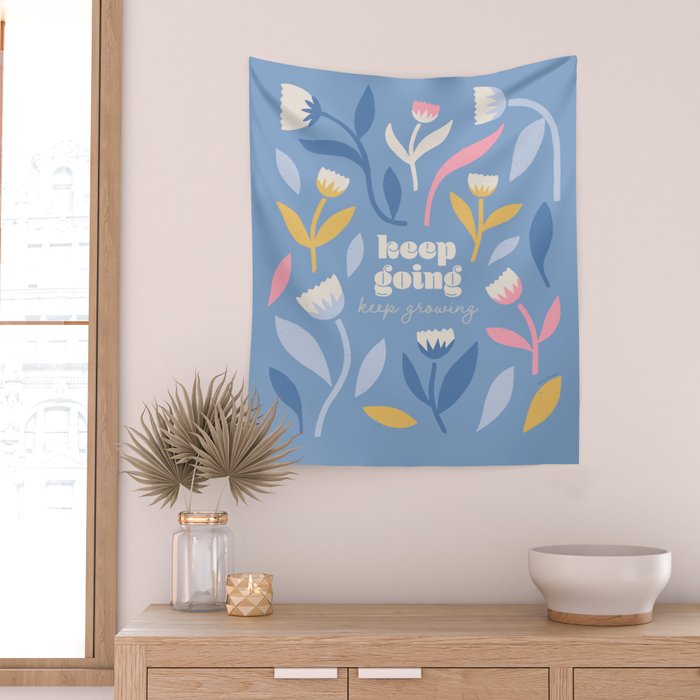 Keep Going, Keep Growing - Blue Wall Tapestry Gallery Image 2