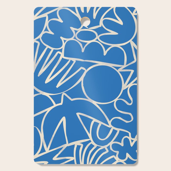 Blue organic nature art shape paint pattern Cutting Board Gallery Image 1
